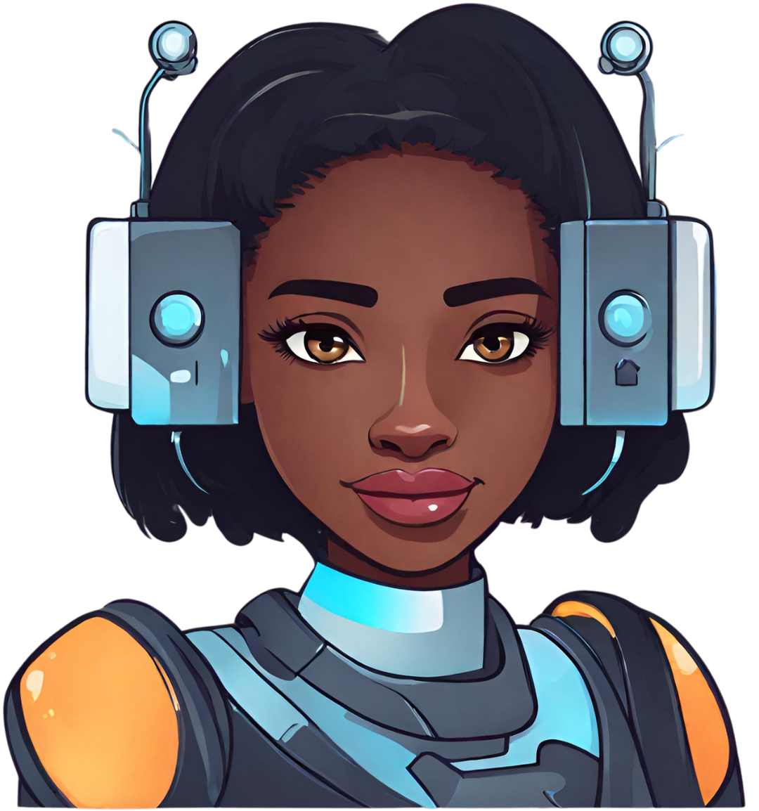 Menina programadora negra em estilo robótico
